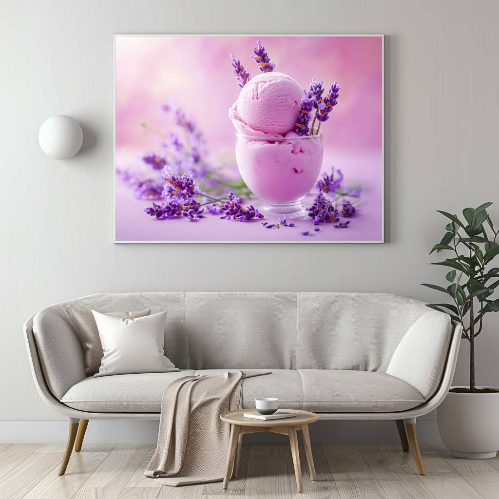 Poster: Lavendeleis auf rosigem Blütentraum