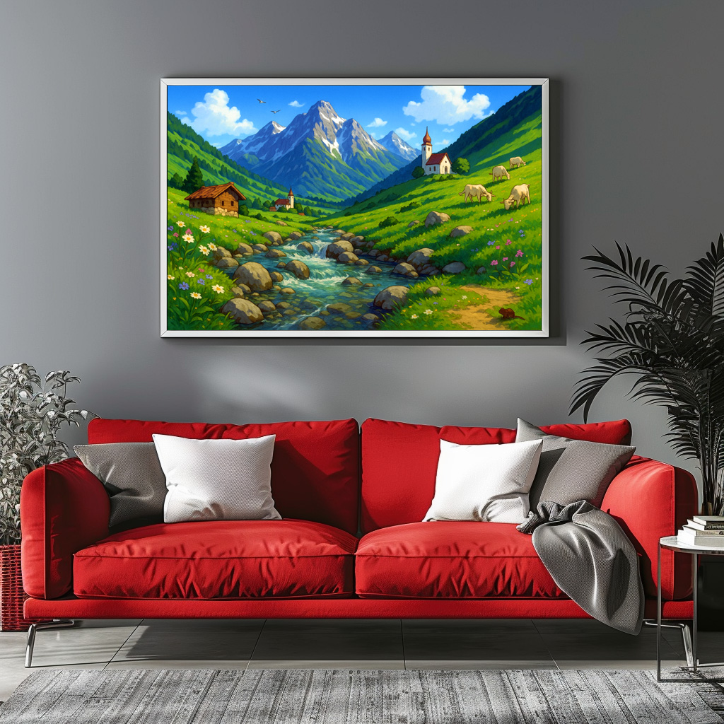 Poster: Bachlauf in den Alpen im Anime Stil - Image 2