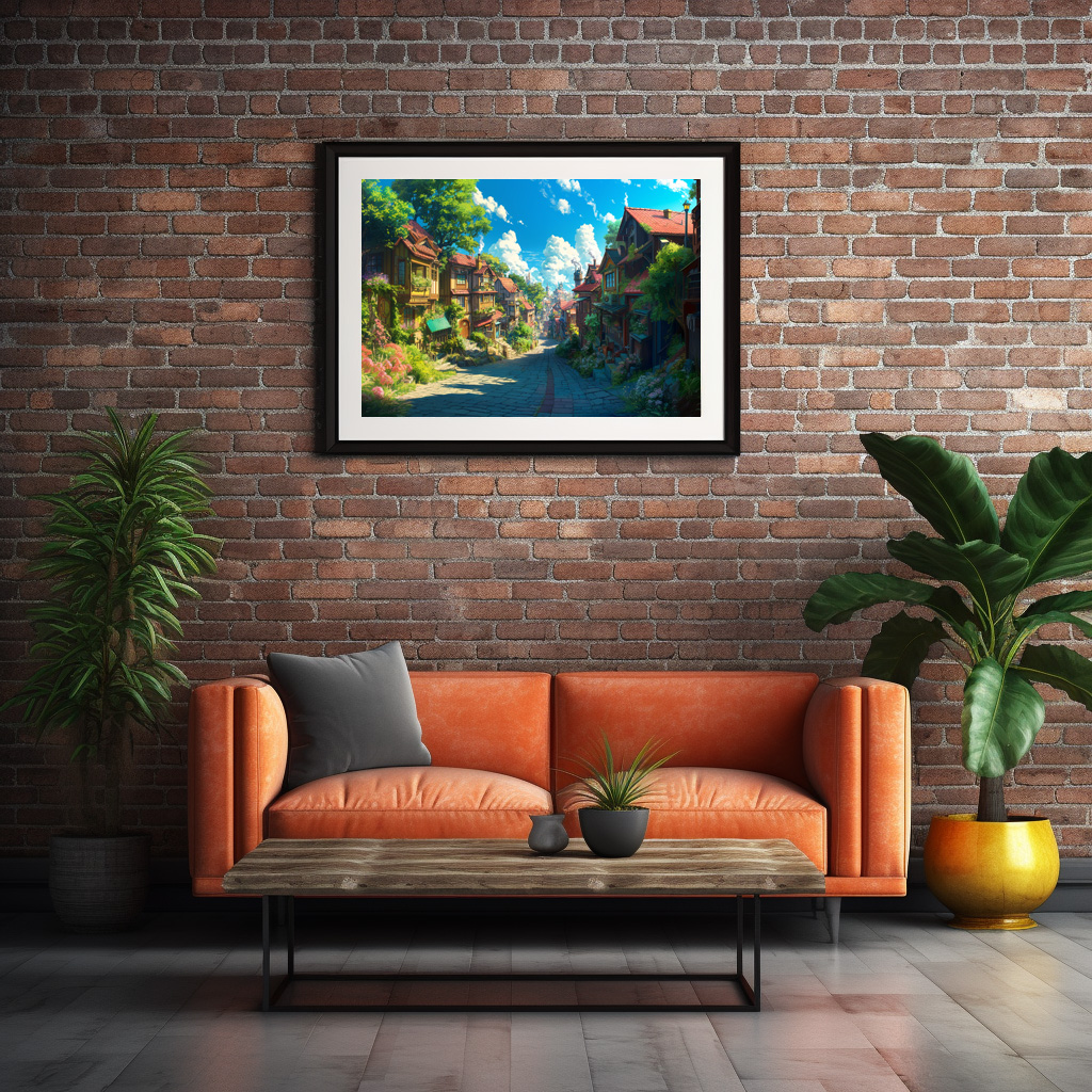 Poster: Weg durch ein Fantasy Dorf im Anime Stil - Image 2