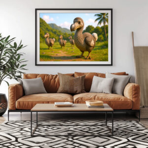 Poster: Ausgestorbene Tiere - Neugieriger Dodo im Comic-Stil