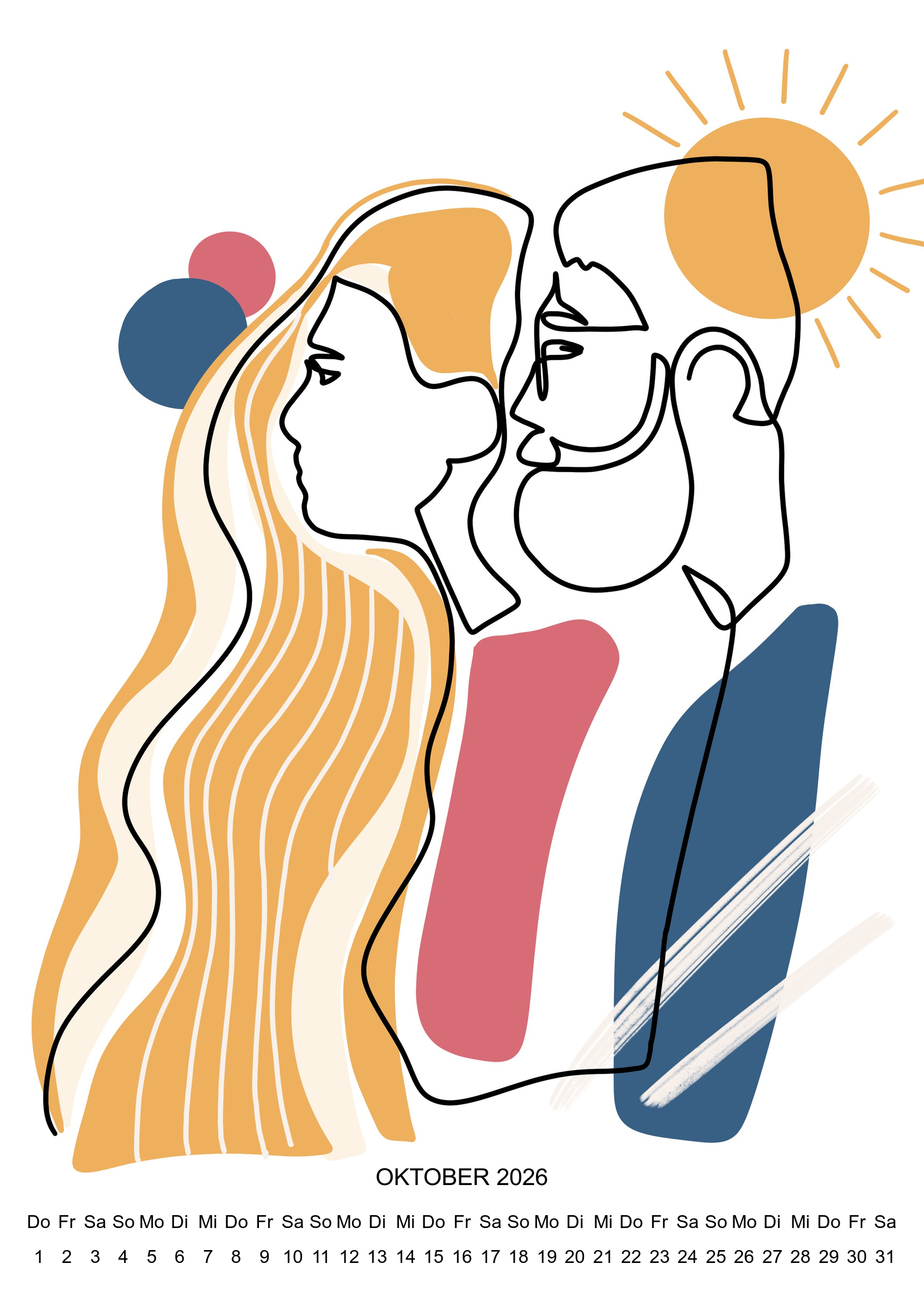 raxxa Premium-Monatskalender One Line Art 2026 - Imagen 12