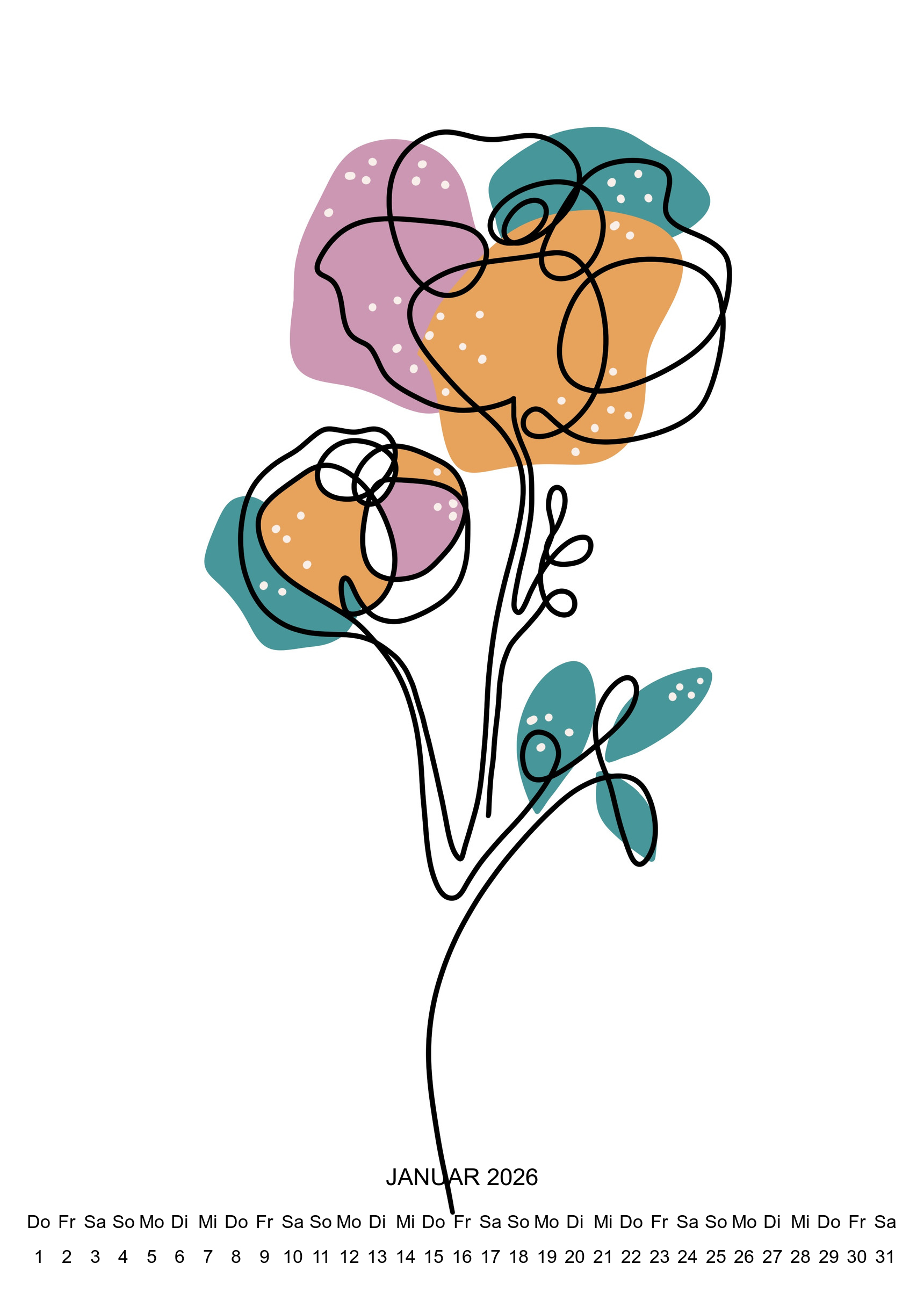 raxxa Premium-Monatskalender One Line Art 2026 - Imagen 3