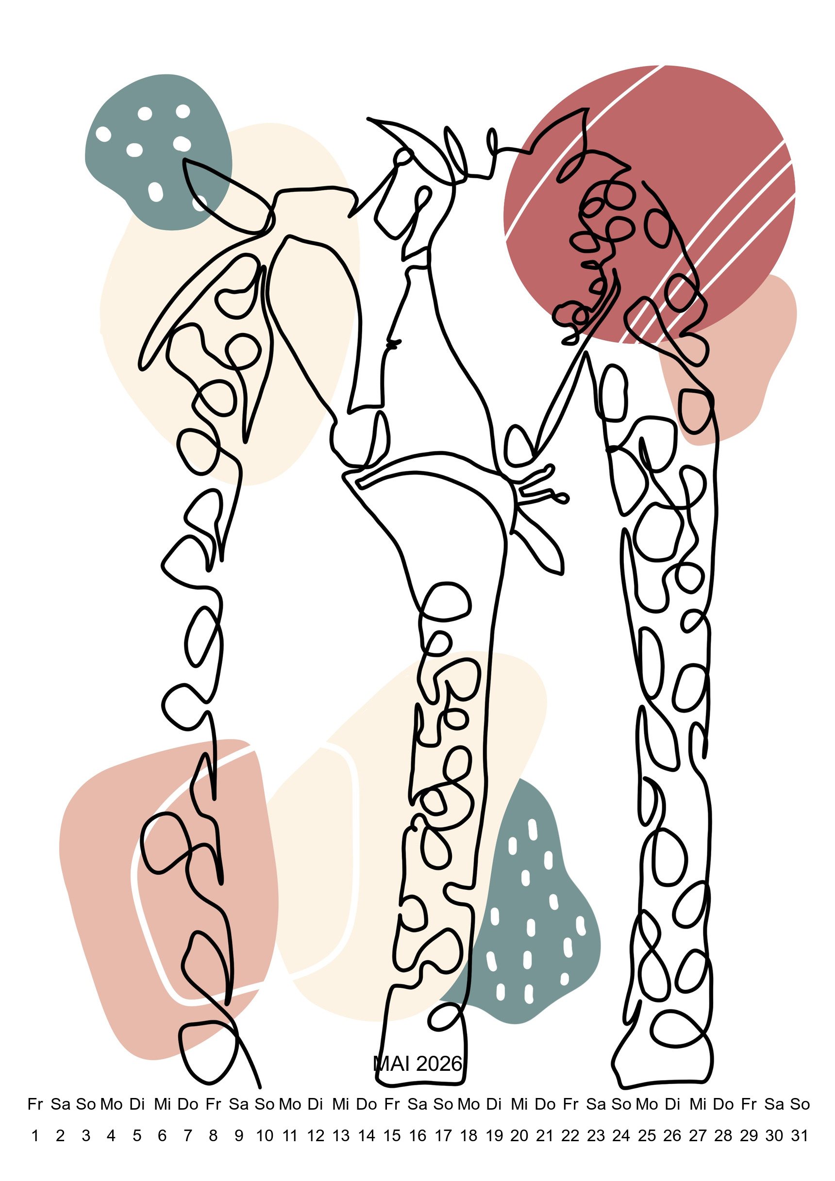 raxxa Premium-Monatskalender One Line Art 2026 - Imagen 7