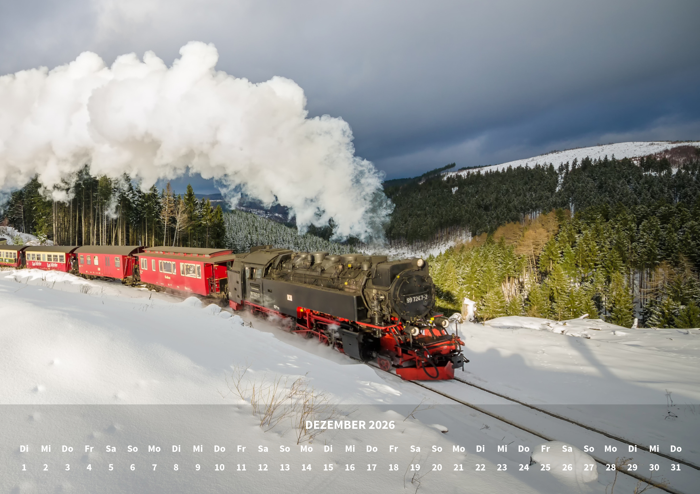 raxxa Premium-Monatskalender Nostalgische Eisenbahnen 2026 - Imagen 14