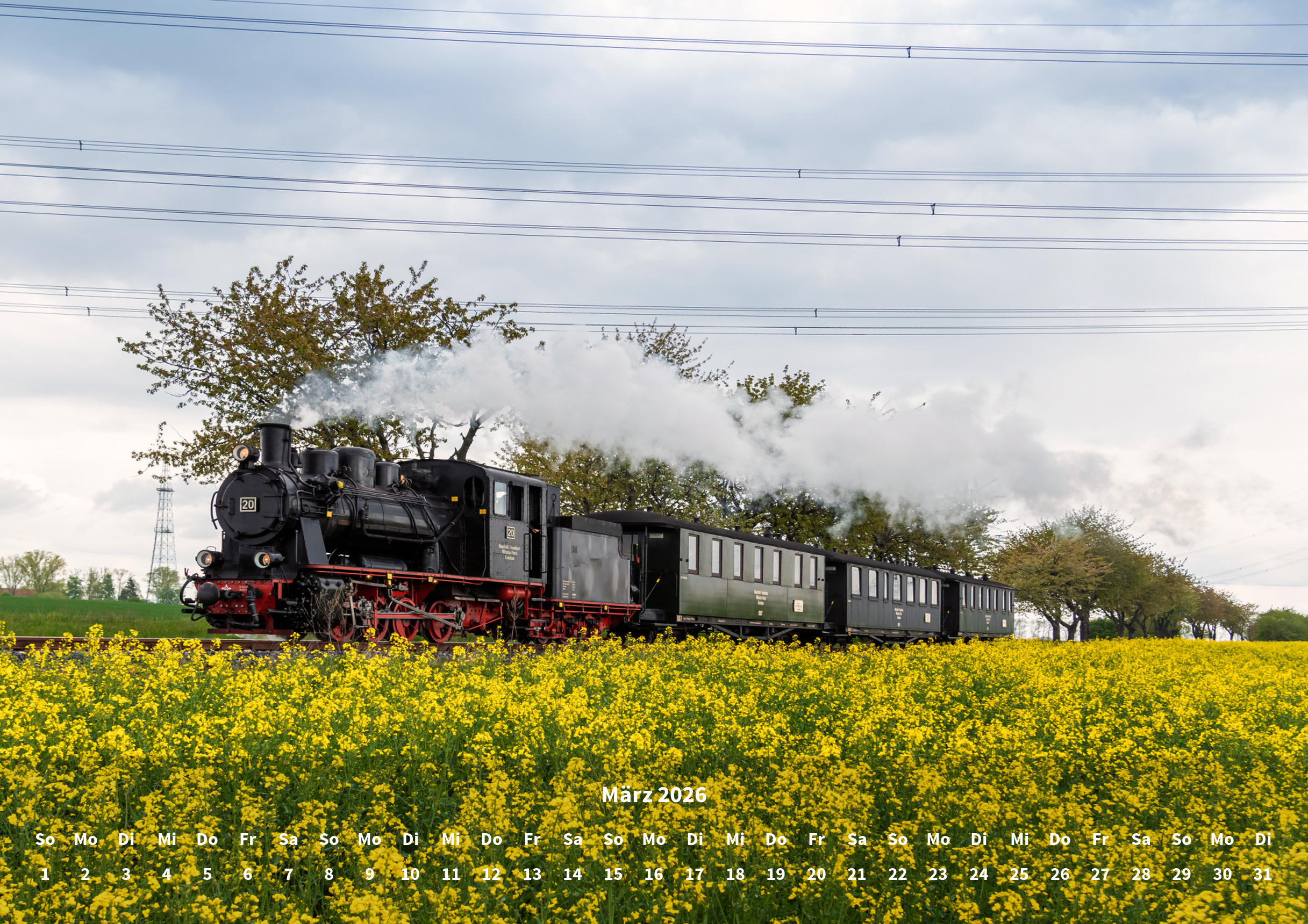 raxxa Premium-Monatskalender Nostalgische Eisenbahnen 2026 - Imagen 5