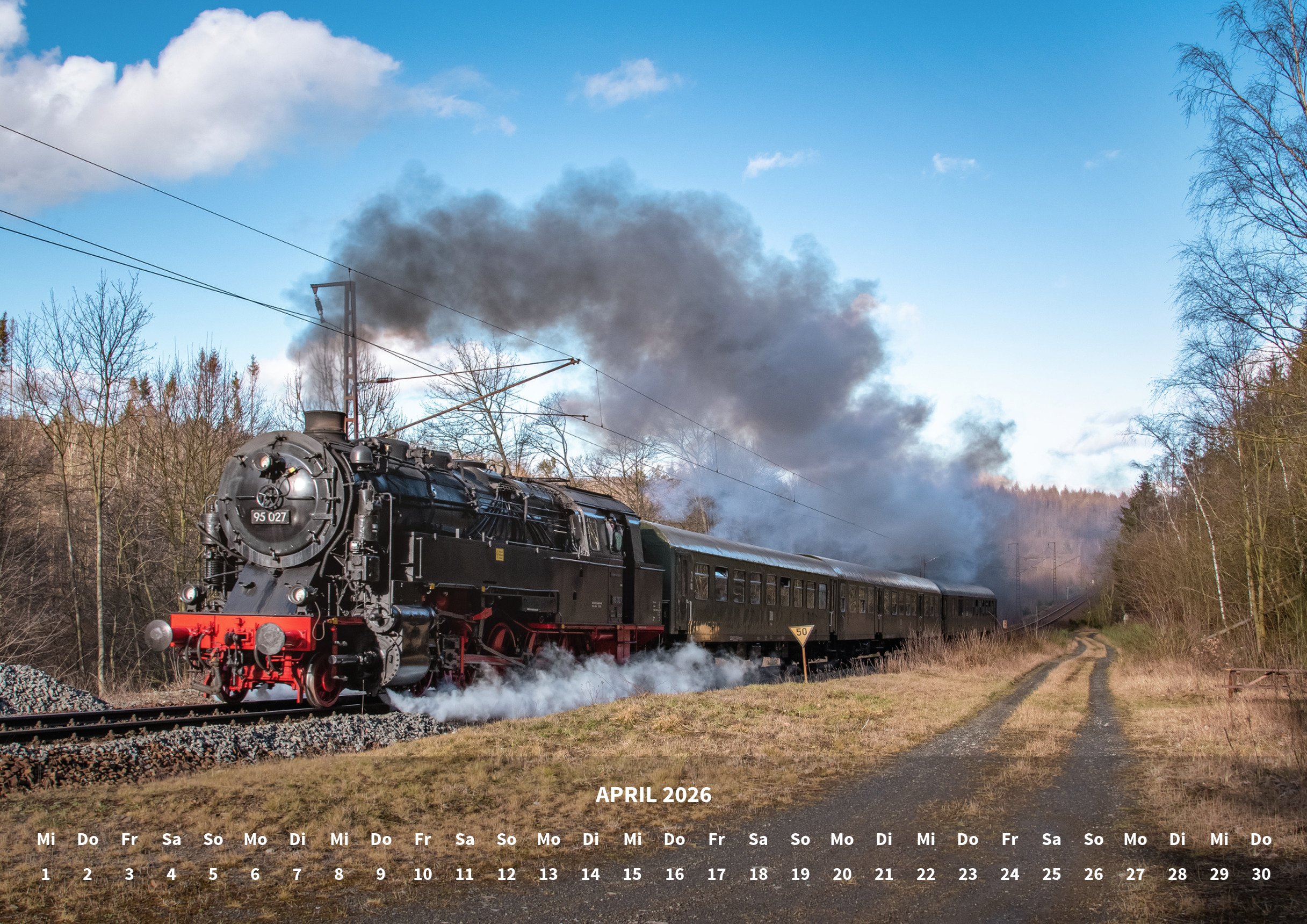 raxxa Premium-Monatskalender Nostalgische Eisenbahnen 2026 - Imagen 6