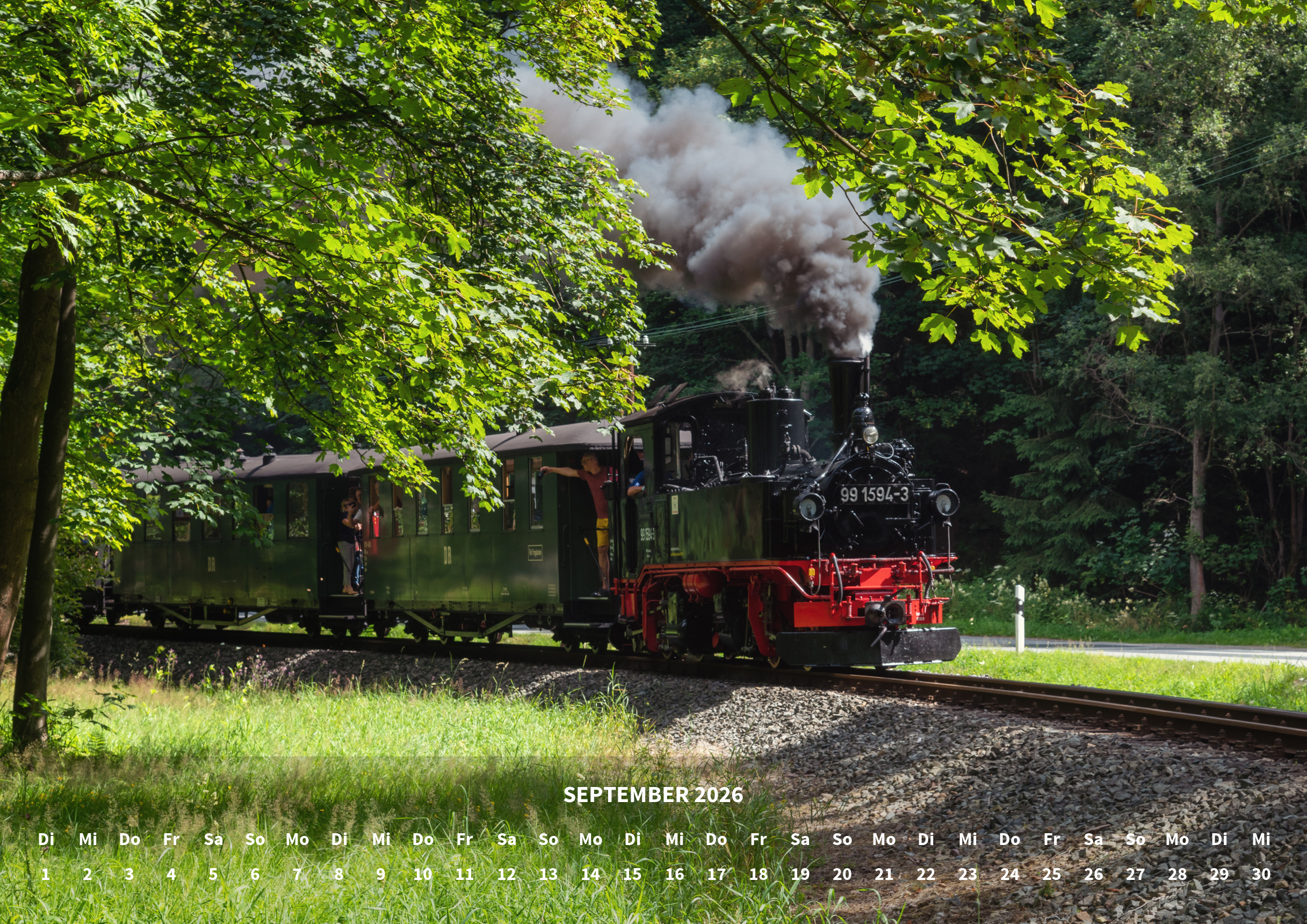 raxxa Premium-Monatskalender Nostalgische Eisenbahnen 2026 - Imagen 11