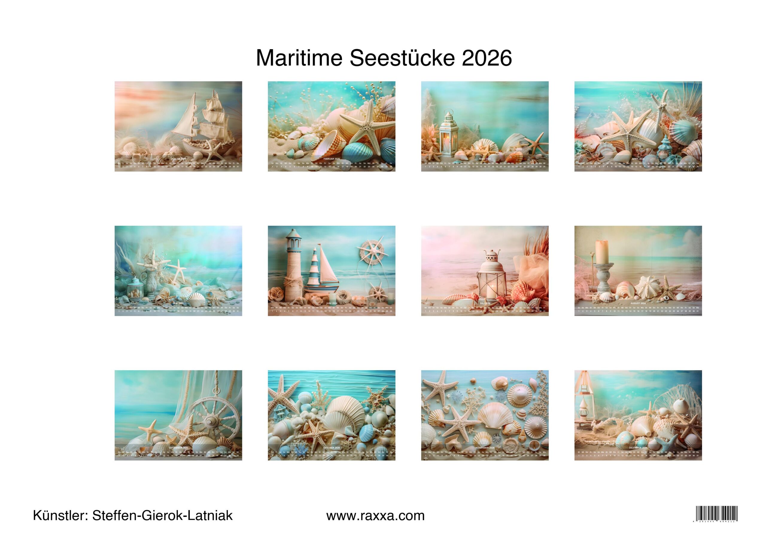 raxxa Premium-Monatskalender Maritime Seestücke 2026 - Image 2