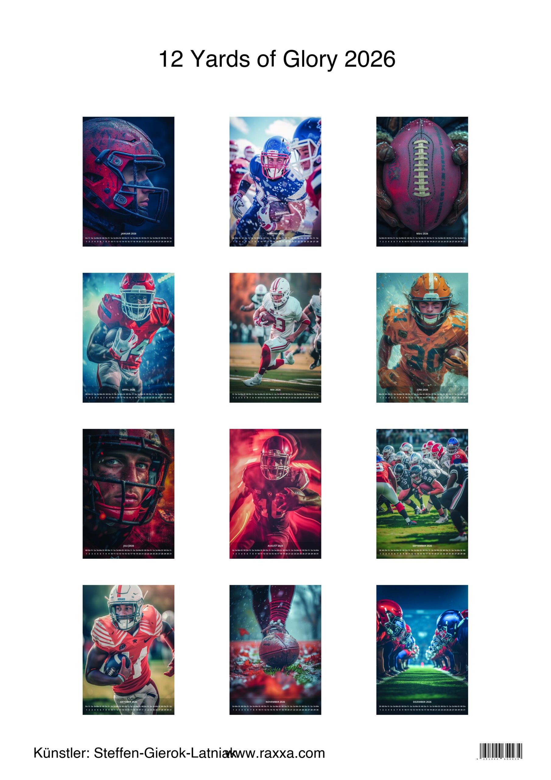 raxxa Premium-Monatskalender 12 Yards of Glory 2026 - immagine 2