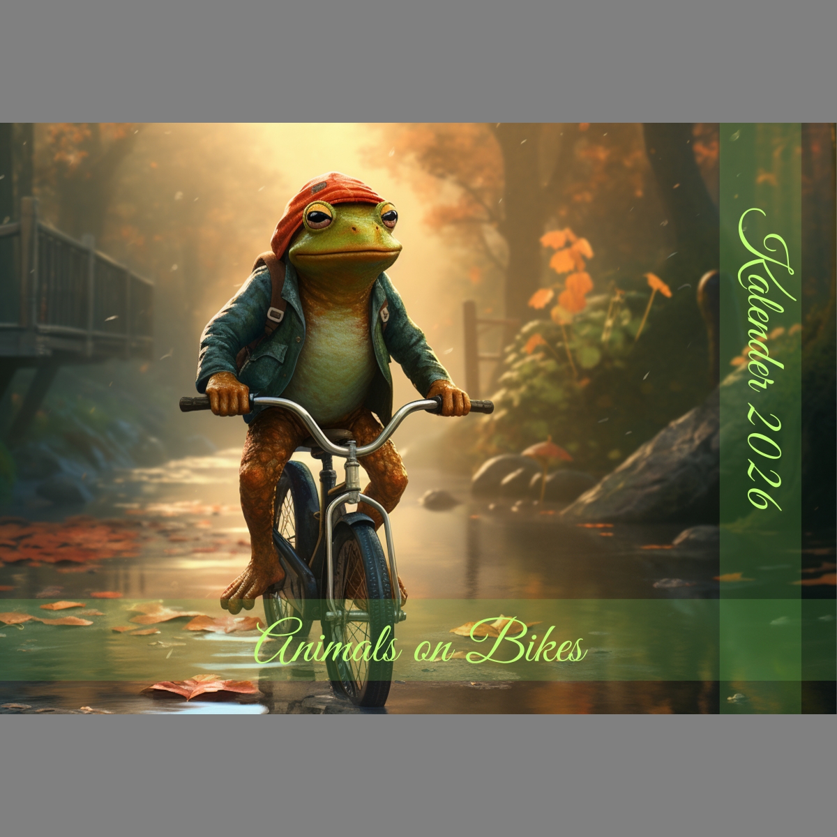 raxxa Premium-Monatskalender Animals on Bikes 2026