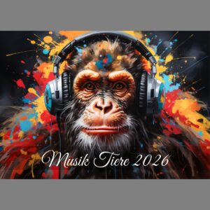 raxxa Premium-Monatskalender Musik Tiere 2026