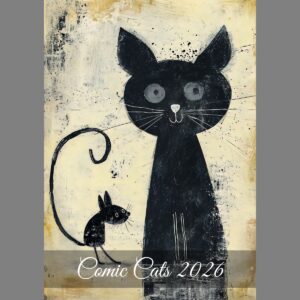 raxxa Premium-Monatskalender Comic Cats 2026