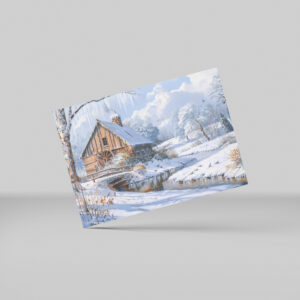 raxxa Postkarte: Rustic Winter Barn by Frozen Stream