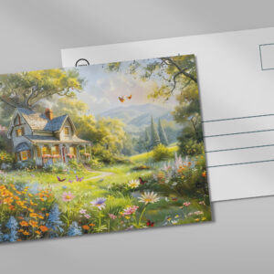 raxxa Postkarte: Summer Cottage with Wildflower Meadow