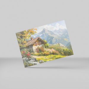 raxxa Postkarte: Alpine Farmhouse with Valley View