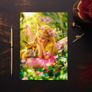 raxxa Postkarte: Summer Fairy and Playful Fox