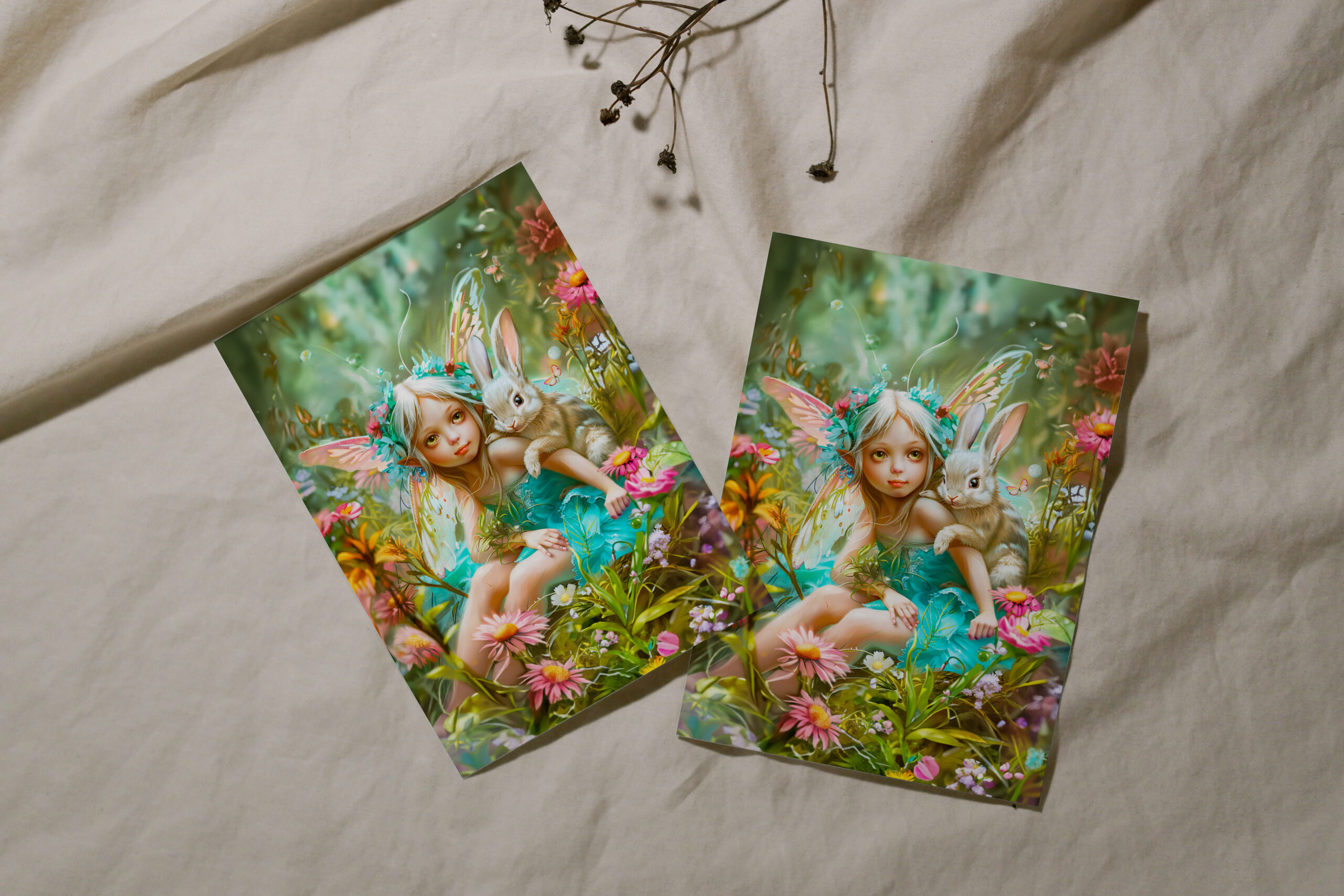 raxxa Postkarte: Flower Fairy and Gentle Rabbit