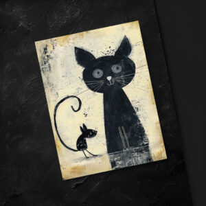 raxxa Postkarte: Black Cat and Black Mouse