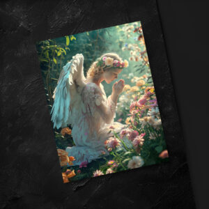 raxxa Postkarte: Angel praying in a flowerbed