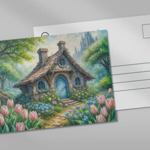 raxxa Postkarte: Enchanting Cottage with Tulip Garden