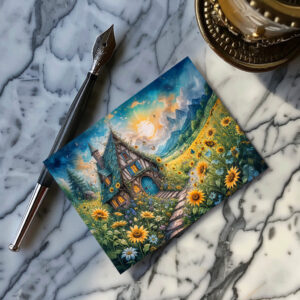 raxxa Postkarte: Magical Cottage with Sunflower Field