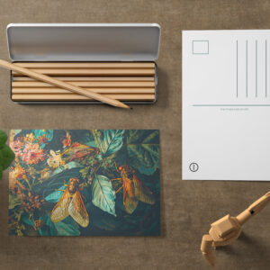 raxxa Postkarte: Cicadas on Ghost Plant Garden Illustration