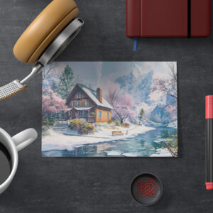 raxxa Postkarte: Mountain Cottage in Spring with Blossoms