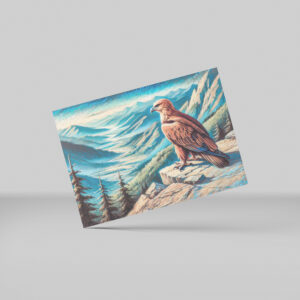 raxxa Postkarte: Eagle on Rock Overlooking Mountain Landscape Pastel Chalk Drawing