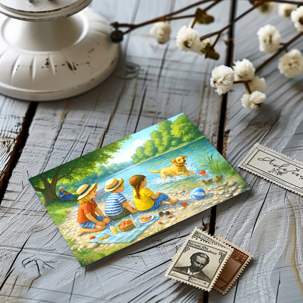 raxxa Postkarte: Kids Picnic by Iasar River