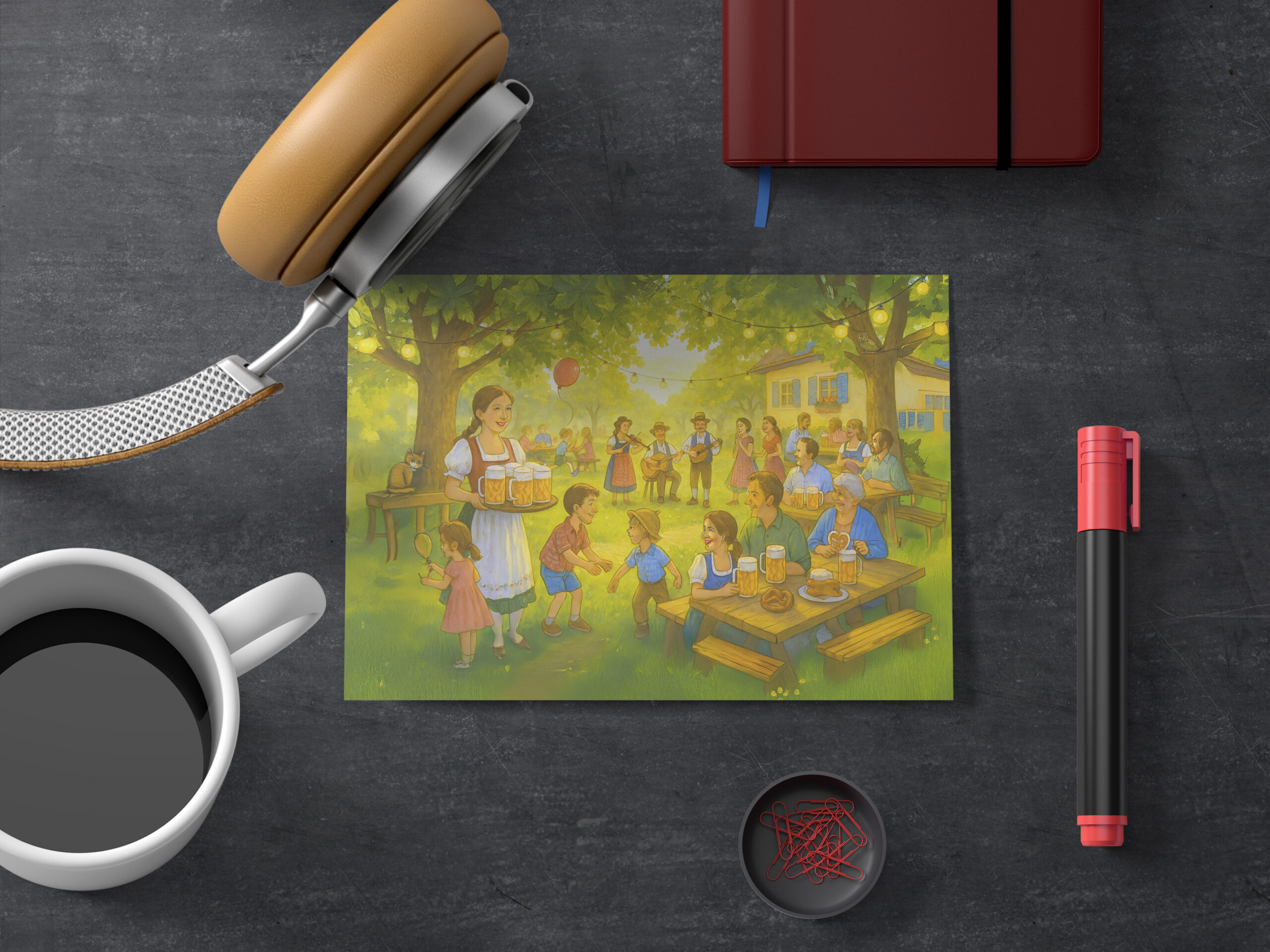 raxxa Postkarte: Sunny Bavarian Beer Garden in Summer