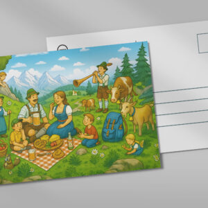 raxxa Postkarte: Picnic on Alpine Meadow