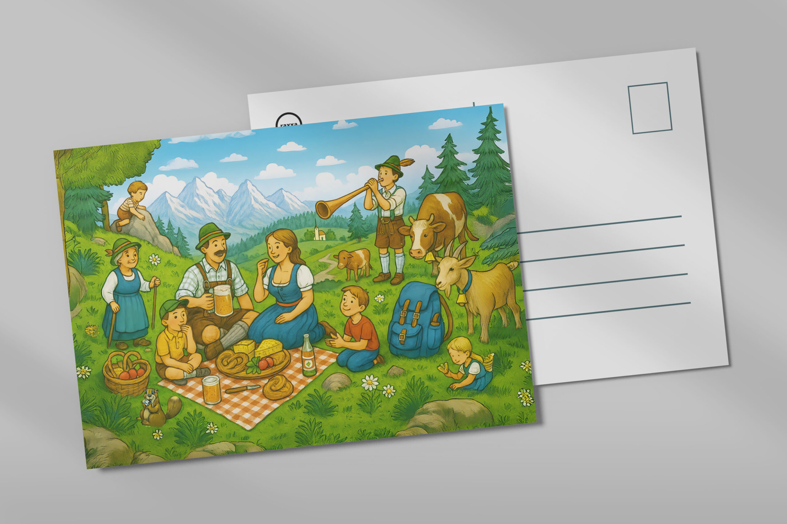 raxxa Postkarte: Picnic on Alpine Meadow