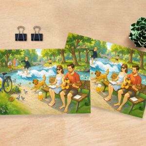 raxxa Postkarte: Couple on Bench at Eisbach Munich