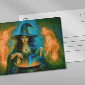 raxxa Postkarte: Forest witch summoning glowing spirits