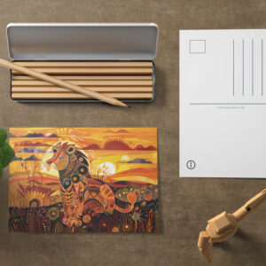 raxxa Postkarte: African lion in colorful tribal painting