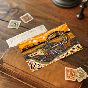 raxxa Postkarte: African crocodile in sunset painting