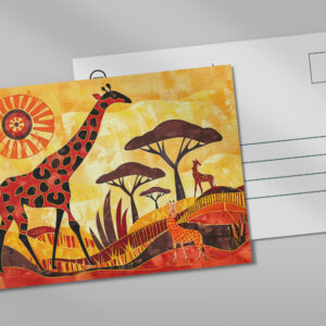 raxxa Postkarte: African giraffe with geometric tribal design