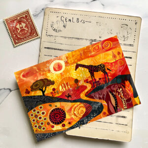 raxxa Postkarte: African giraffes in tribal painting style