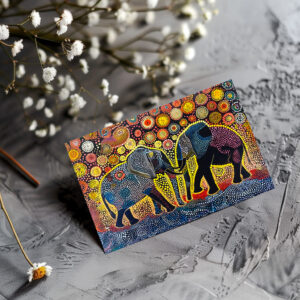 raxxa Postkarte: African elephants with tribal patterns painting