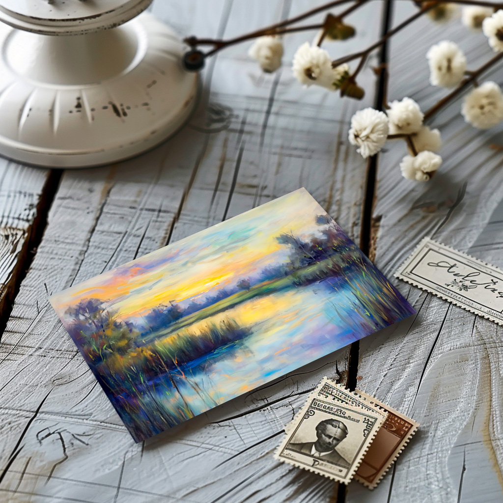 raxxa Postkarte: Tranquil Havel Havelland River at Dusk