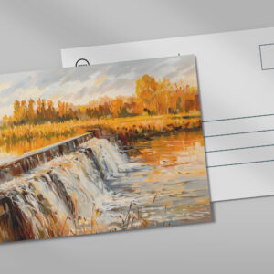 raxxa Postkarte: Autumn Canal Lock Waterfall