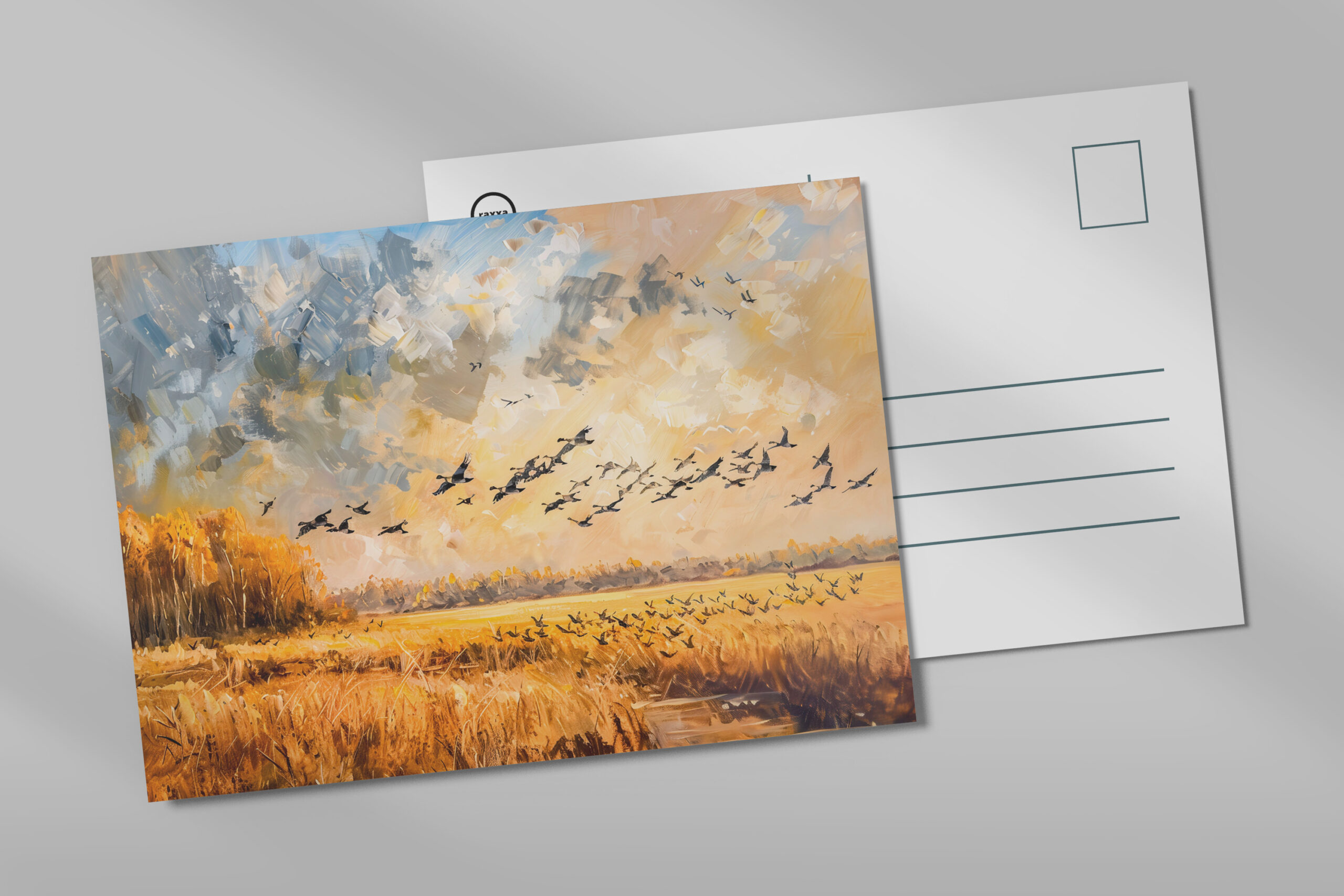 raxxa Postkarte: Autumn field with birds