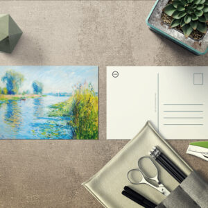 raxxa Postkarte: Impressionist Spring Riverbank with boats
