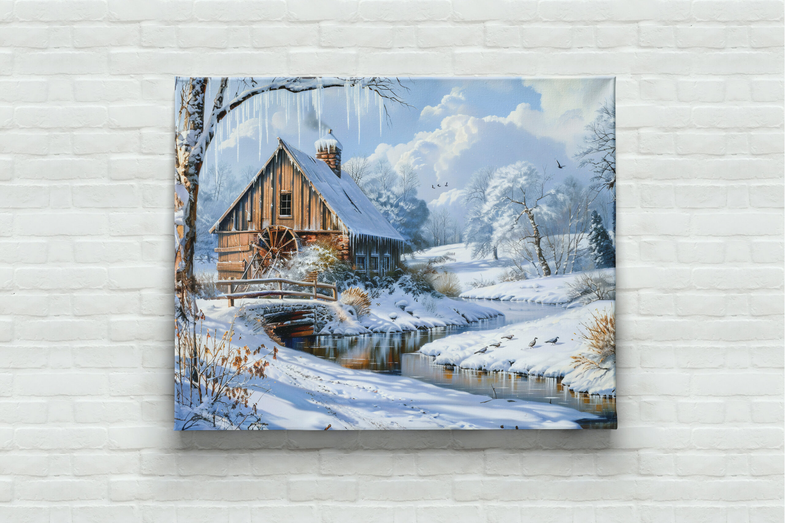 raxxa Canva: Rustic Winter Barn by Frozen Stream – Image 3