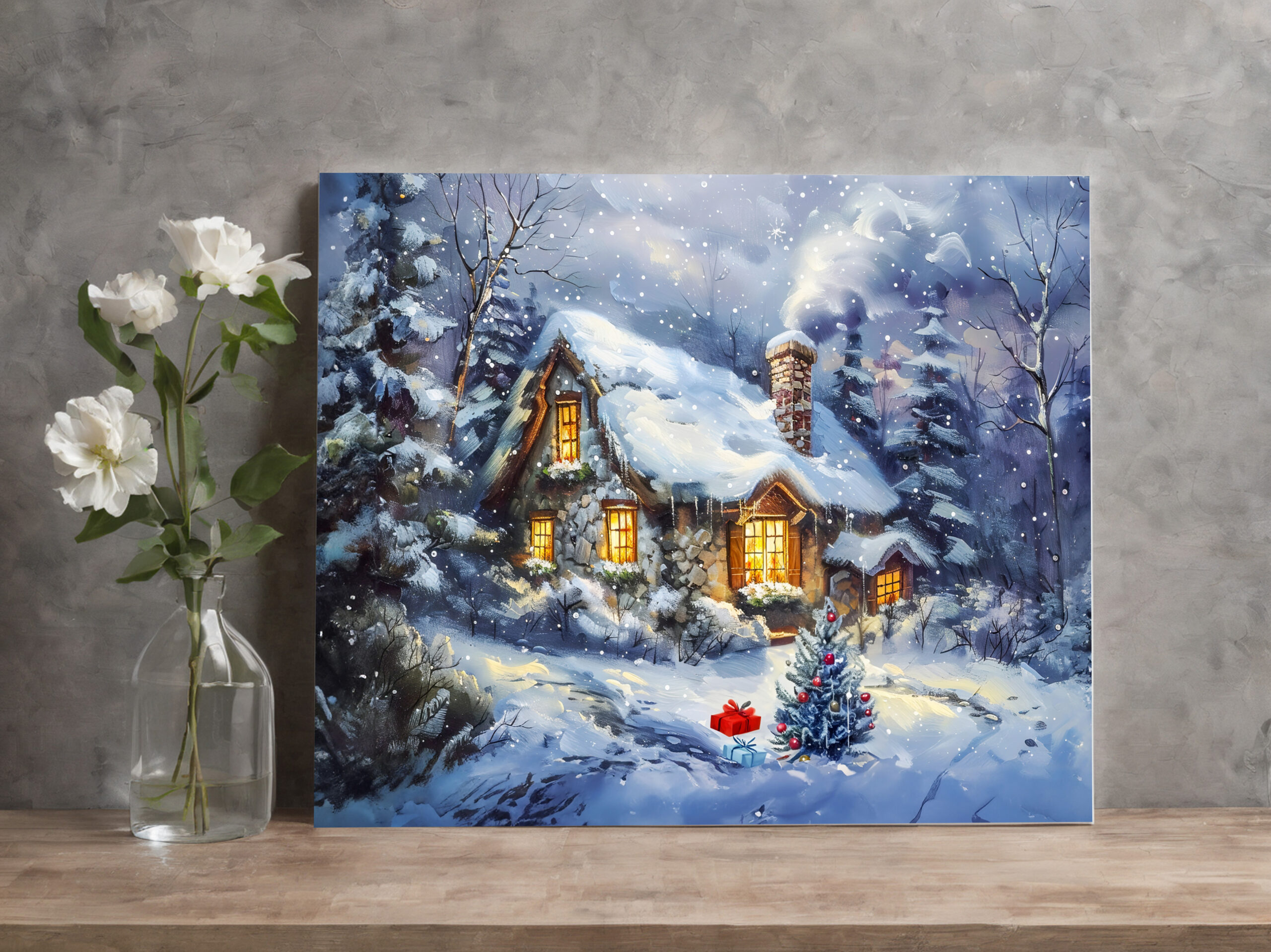 raxxa Canva: Cozy Winter Cottage with Christmas Tree - Imagen 2