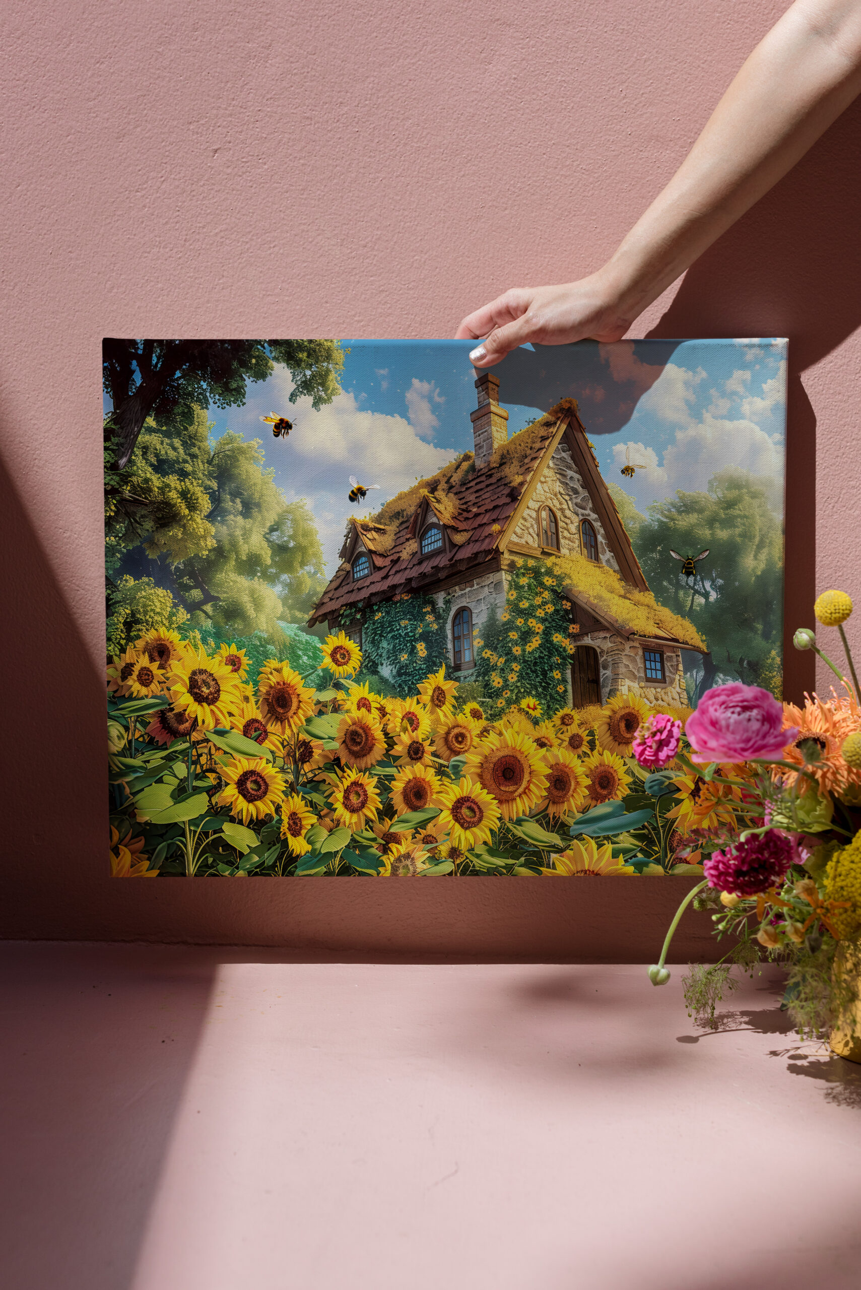 raxxa Canva: Sunlit Farmhouse with Blooming Sunflowers – Image 3
