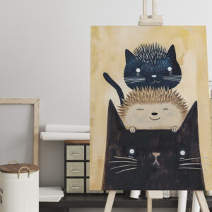raxxa Canva: Black Cats and Hedgehog