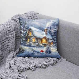 Kissen: Cozy Winter Cottage with Christmas Tree