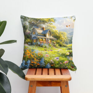 Kissen: Summer Cottage with Wildflower Meadow