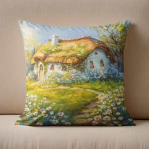 Kissen: Thatched Roof Cottage by Daisy Meadow